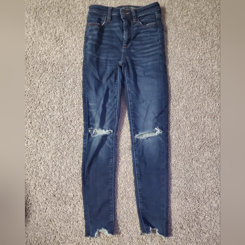American Eagle Dark Blue Ripped Jeans